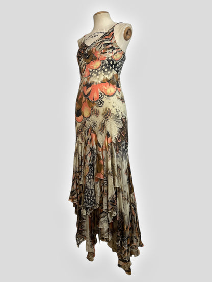 Vintage Roberto Cavalli Feather-Print Dress, Spring 2004 Runway Collection