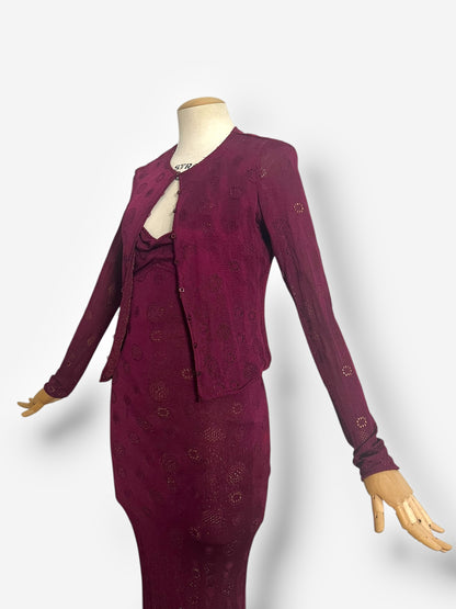John Galliano, Burgundy Knitted Gown with Cardigan, 2001