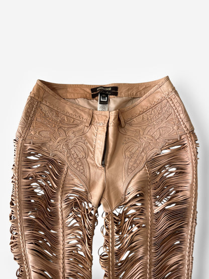 Roberto Cavalli 2013 Leather Cut-Out Pants