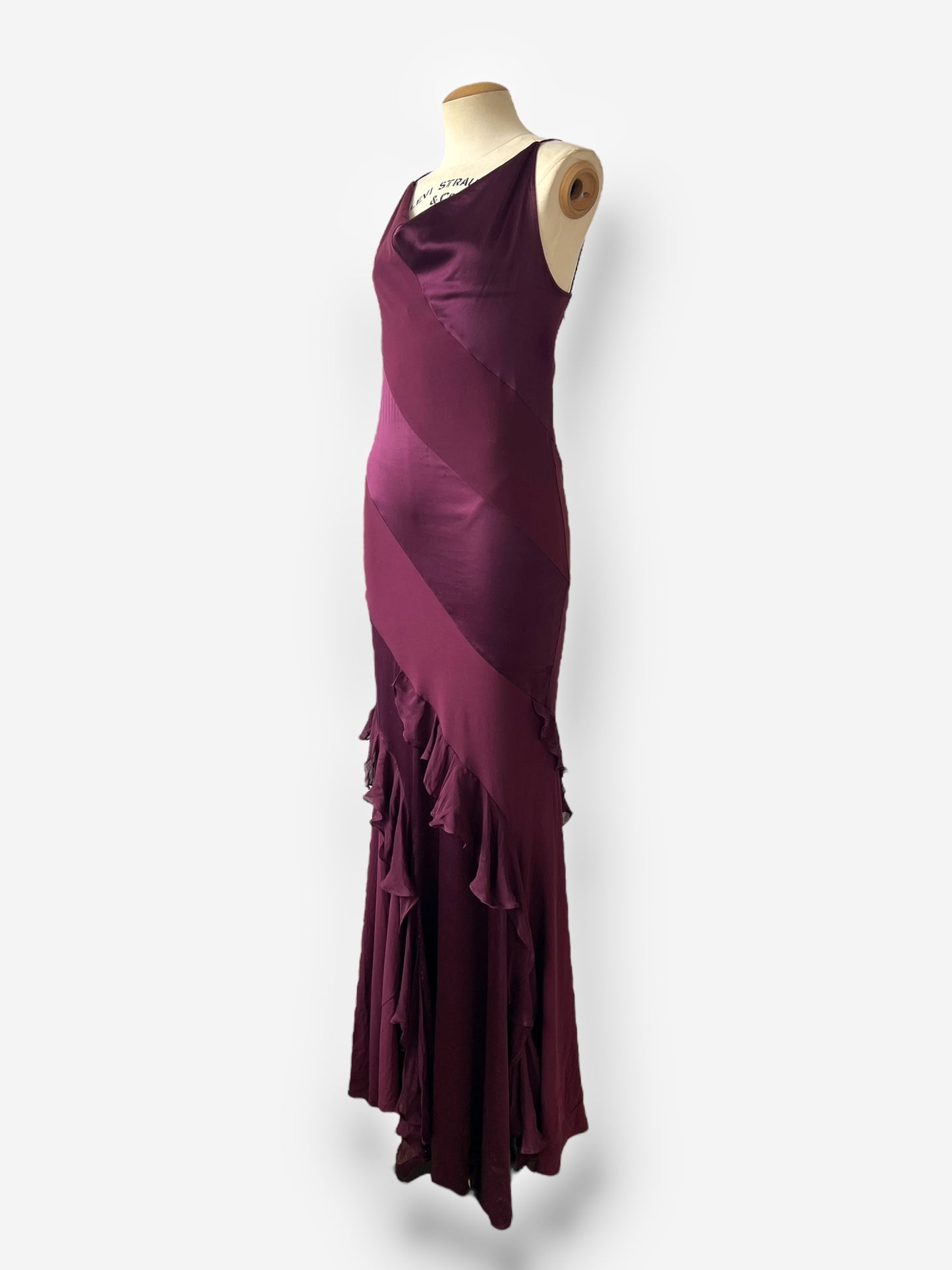 Roberto Cavalli F/W 2004 Burgundy Red Silk Maxi Evening Gown