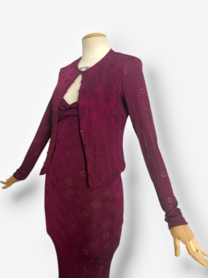 John Galliano, Burgundy Knitted Gown with Cardigan, 2001