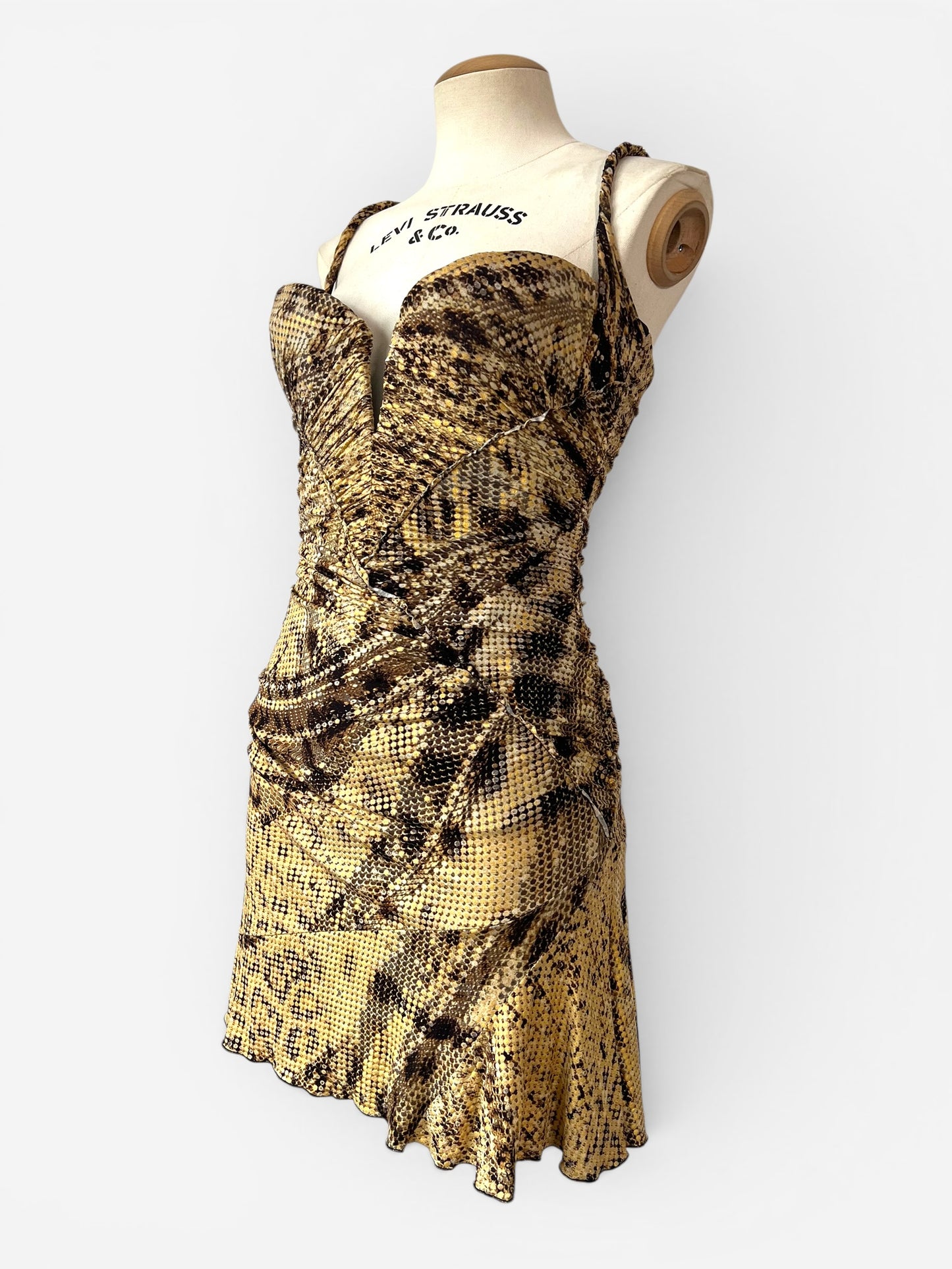 Roberto Cavalli Snake Print Corset Mini Dress, Fall Winter 2003