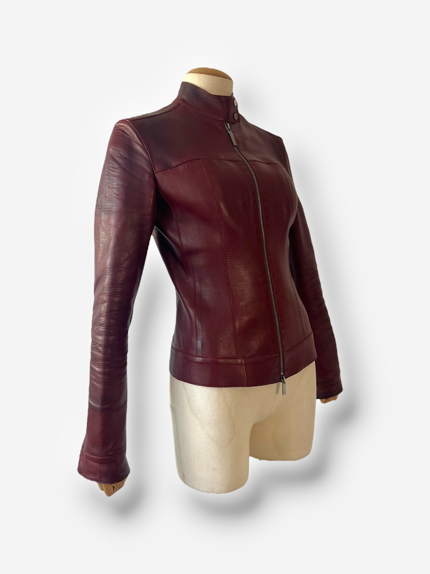 Tom Ford for Gucci Spring/Summer 1999 Maroon Leather Moto Jacket