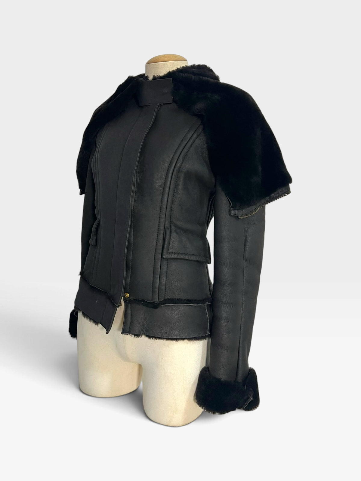 Gucci 2003 F/W Tom Ford shearling zipper hood jacket