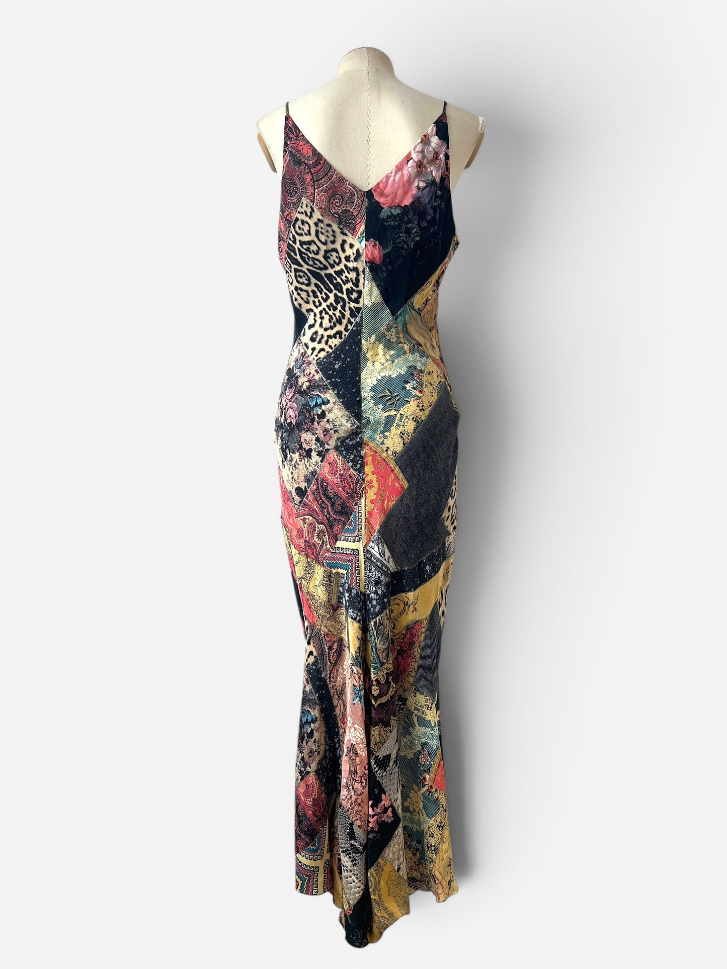Roberto Cavalli Patchwork Silk Bias Cut Dress, 2002