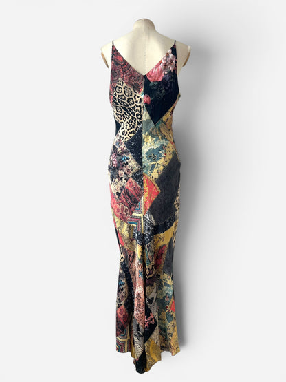 Roberto Cavalli Patchwork Silk Bias Cut Dress, 2002