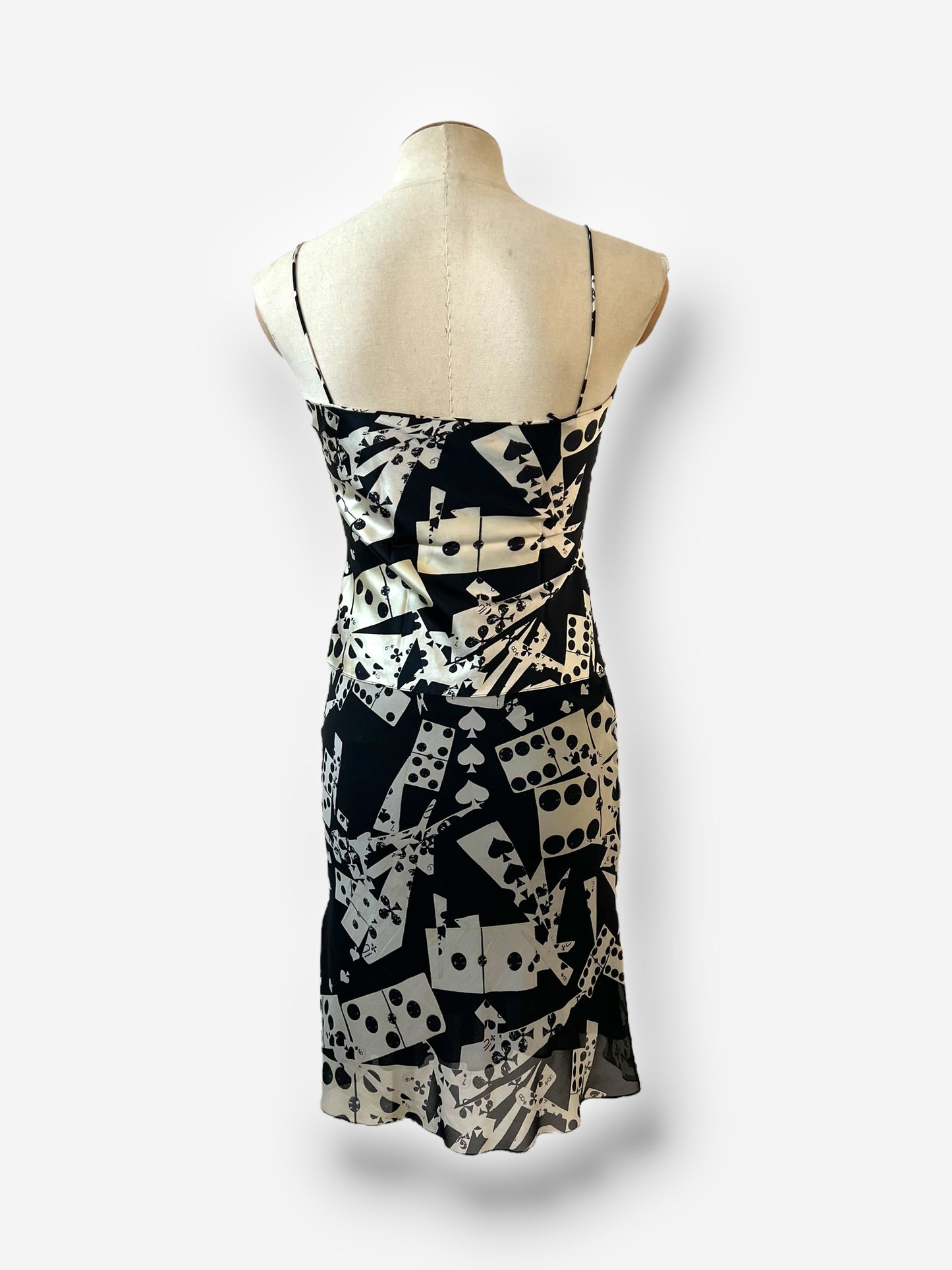 Vintage Christian Dior by John Galliano F/W 2001 Playing Card & Domino Silk Ensemble