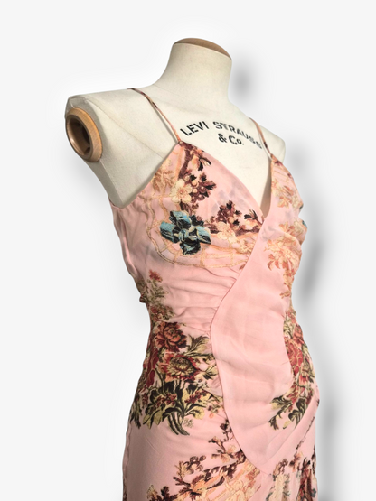 Roberto Cavalli Spring/Summer 2003 Pink Silk Pheasant Print Dress