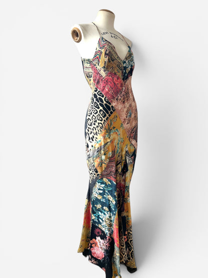 Roberto Cavalli Patchwork Silk Bias Cut Dress, 2002