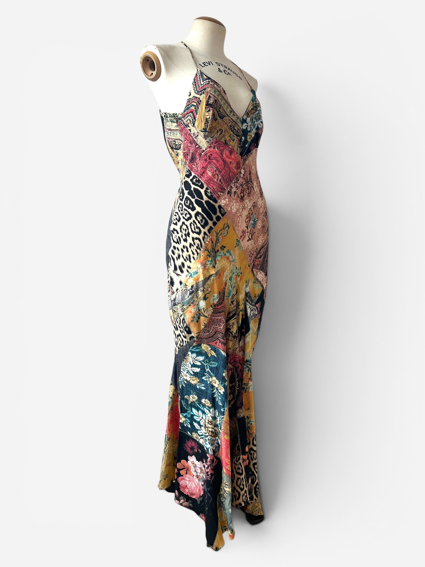 Roberto Cavalli Patchwork Silk Bias Cut Dress, 2002