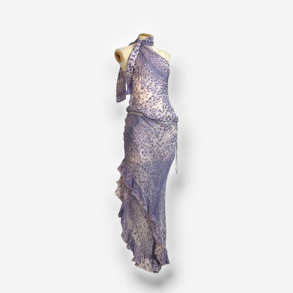 Roberto Cavalli, Purple Leopard Print Silk Ensemble gown, Spring/Summer 2000