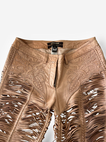 Roberto Cavalli 2013 Leather Cut-Out Pants