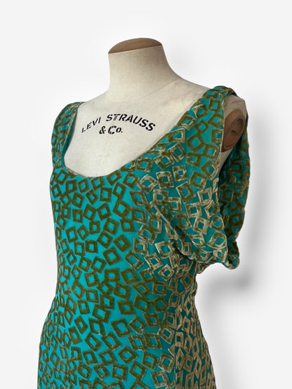 Rare Gianni Versace c. 1999 Velvet Burnout Dress