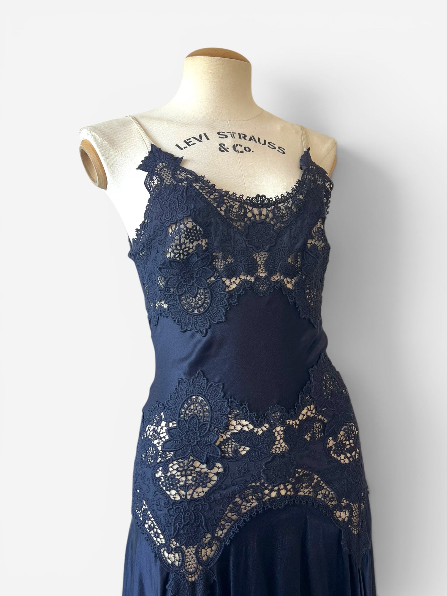 Alexander McQueen Spring/Summer 2005 Navy Lace Slip Dress