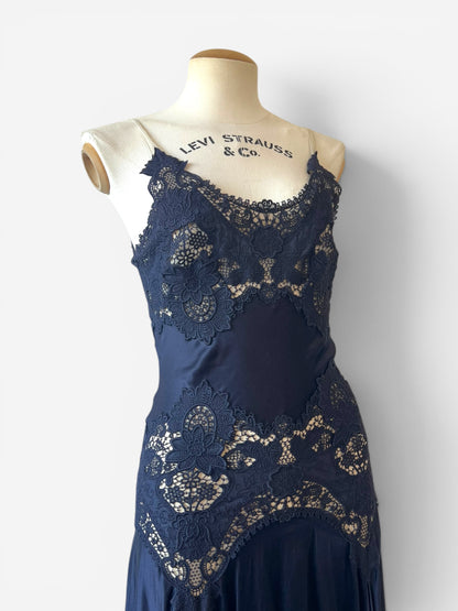 Alexander McQueen Spring/Summer 2005 Navy Lace Slip Dress