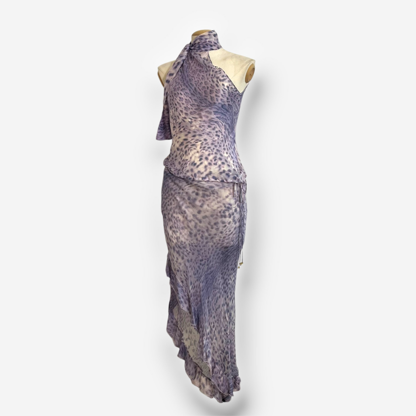 Roberto Cavalli, Purple Leopard Print Silk Ensemble gown, Spring/Summer 2000
