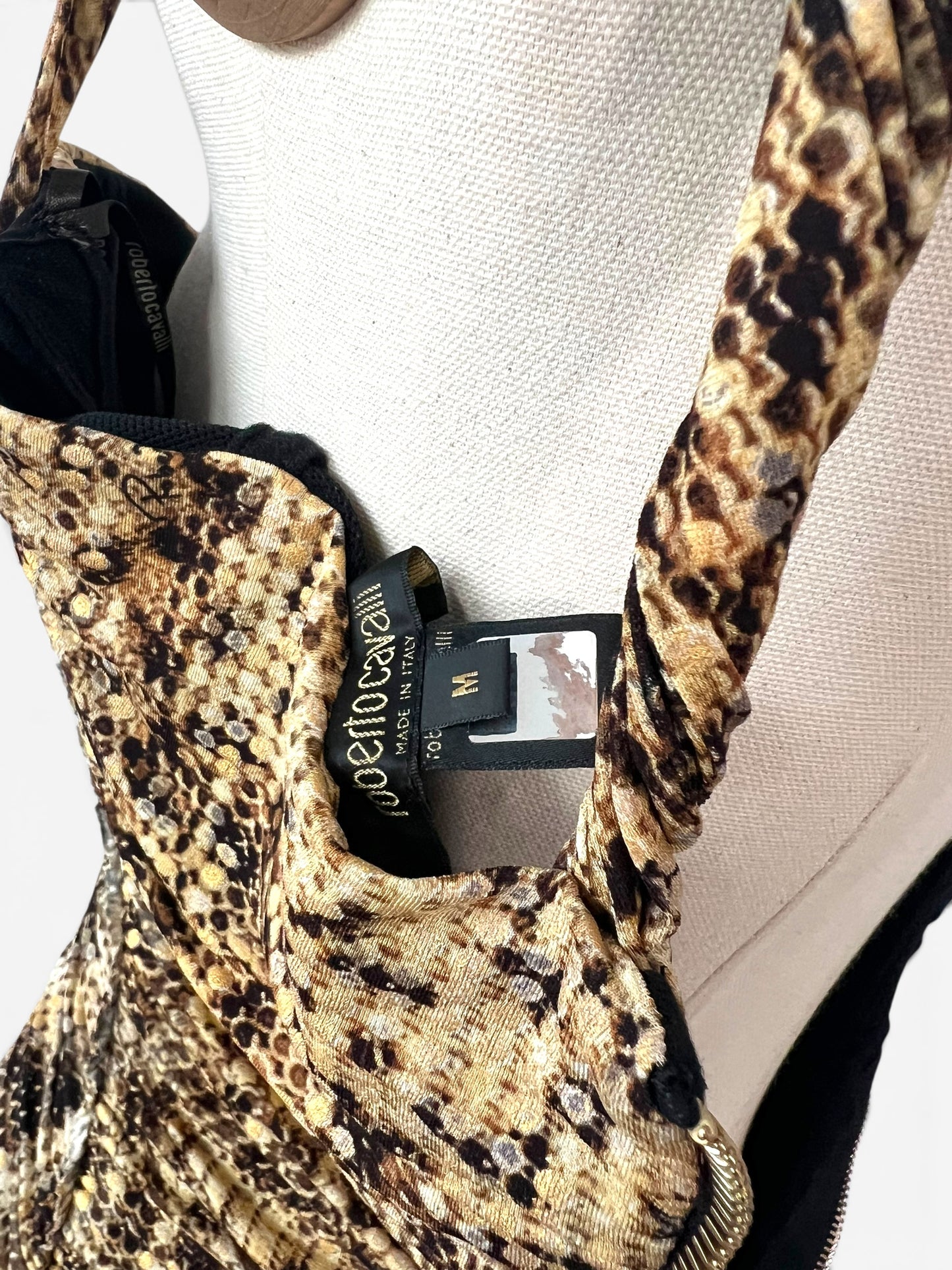 Roberto Cavalli Snake Print Corset Mini Dress, Fall Winter 2003