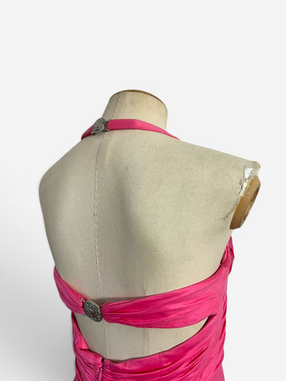 S/S 2005 Versace by Donatella Pink Draped Corset Dress