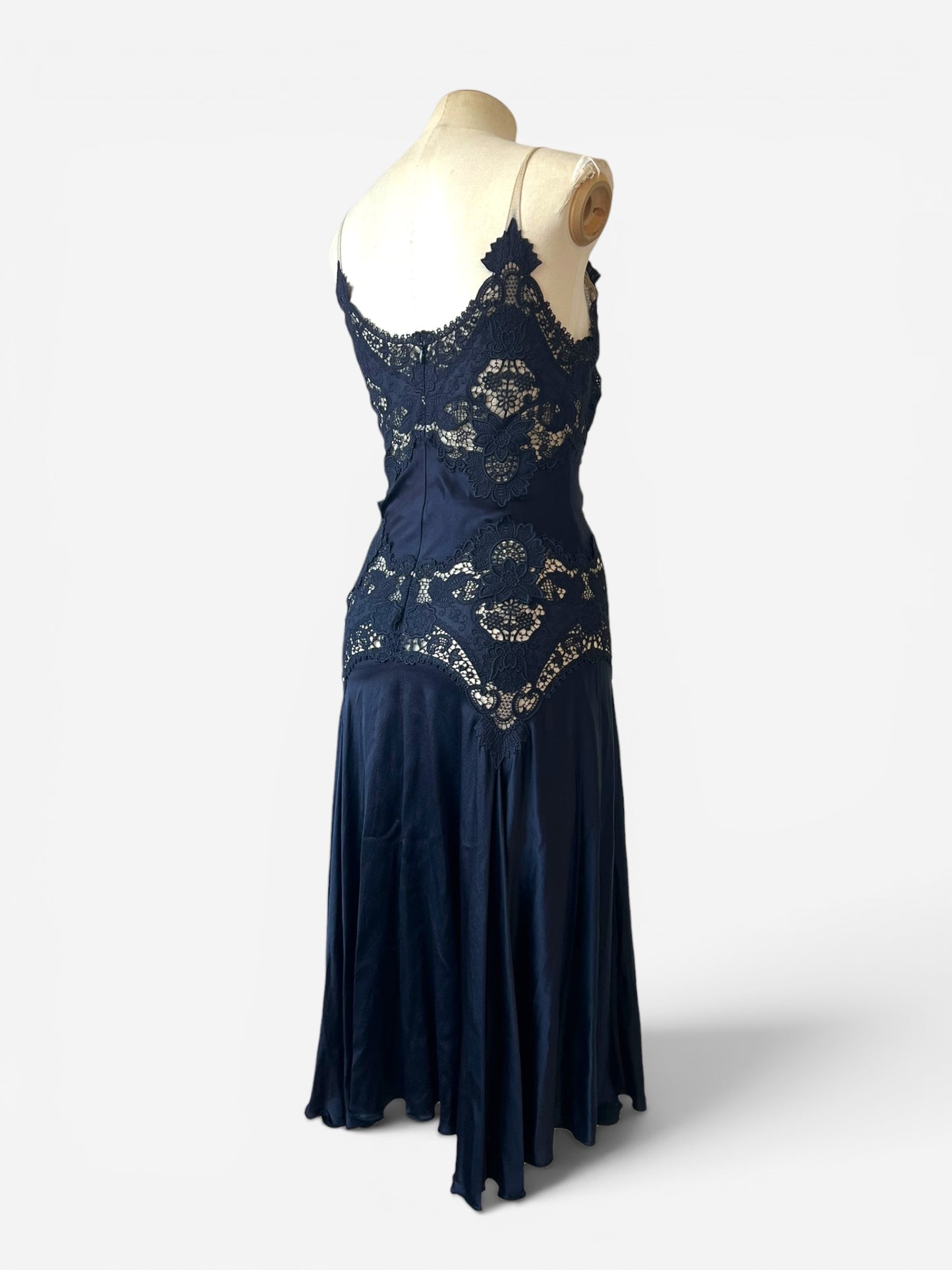Alexander McQueen Spring/Summer 2005 Navy Lace Slip Dress
