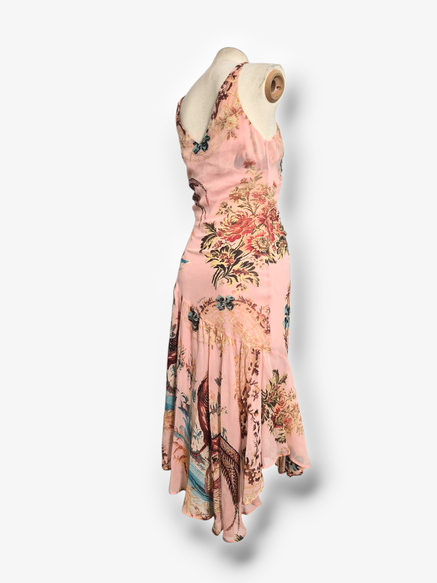 Roberto Cavalli Spring/Summer 2003 Pink Silk Pheasant Print Dress