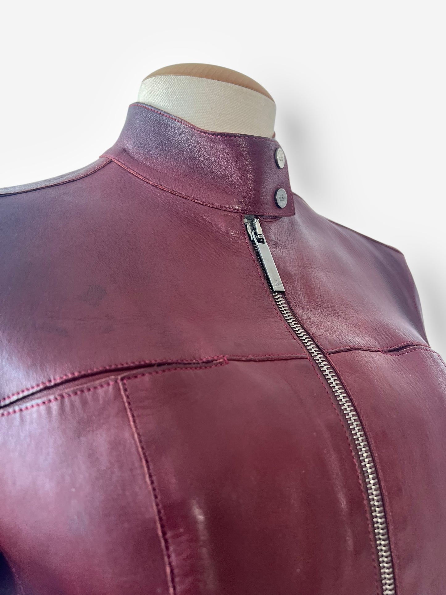 Tom Ford for Gucci Spring/Summer 1999 Maroon Leather Moto Jacket