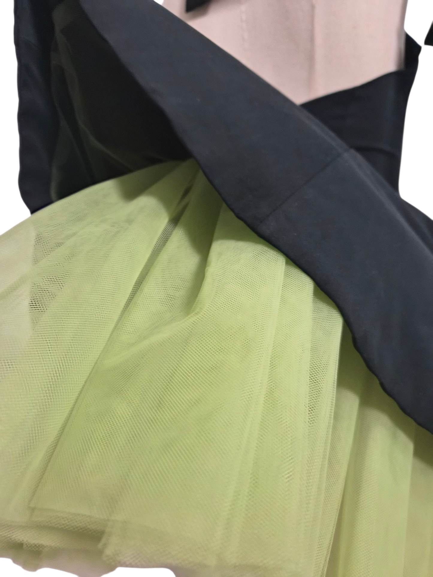 Dolce & Gabbana Spring/Summer 1992 Black Cotton Stretch Halterneck Dress with Lime Tulle Skirt