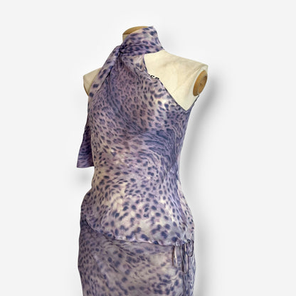 Roberto Cavalli, Purple Leopard Print Silk Ensemble gown, Spring/Summer 2000