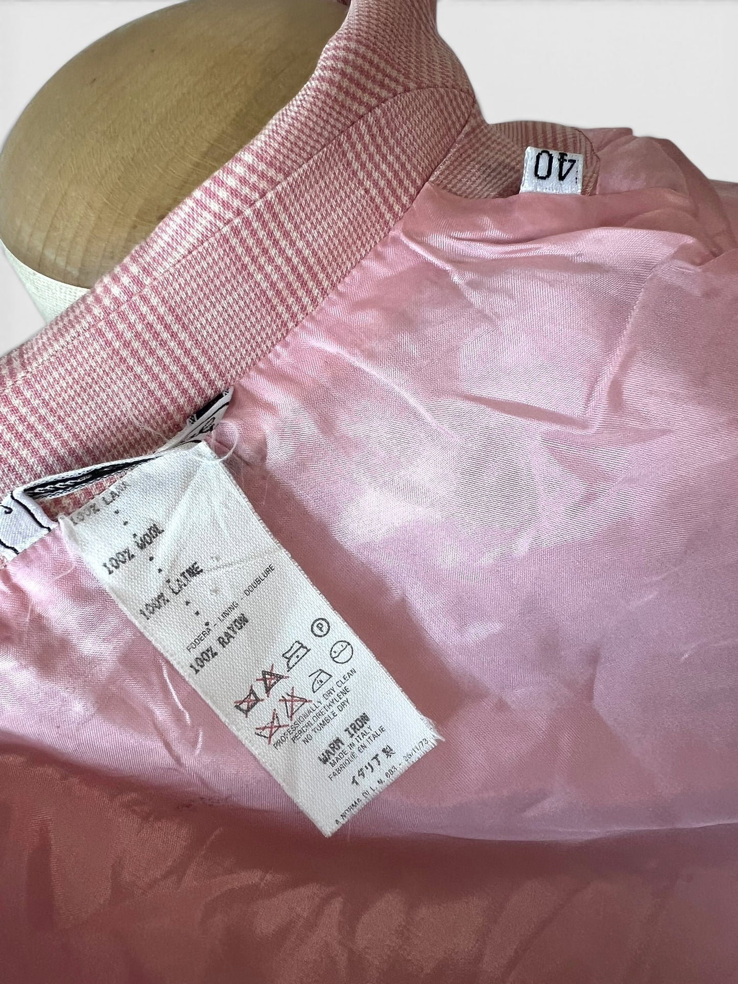 Gianni Versace Couture Pink Gingham Skirt Suit S/S 1995 runway