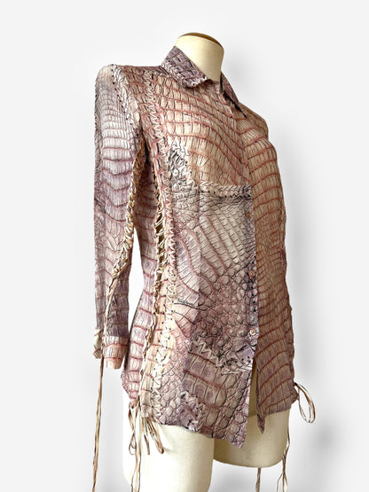 Roberto Cavalli Lace-Up Silk Shirt, Spring/Summer 2011