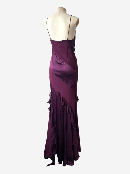 Roberto Cavalli Burgundy Silk Ruffle Maxi Gown, Fall/Winter 2004