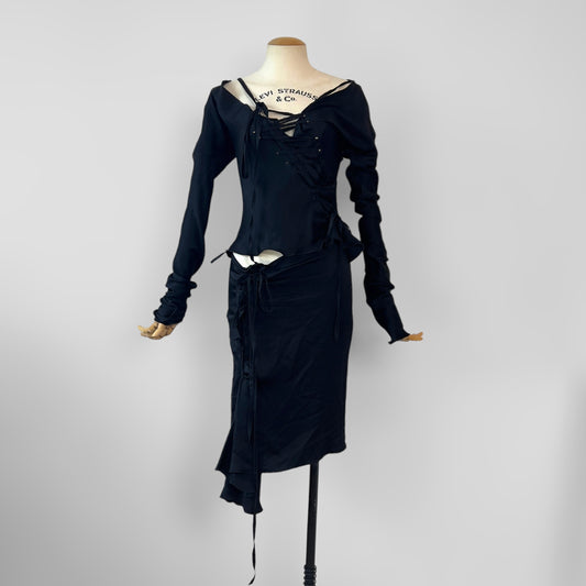 2002 Gucci silk lace up two piece