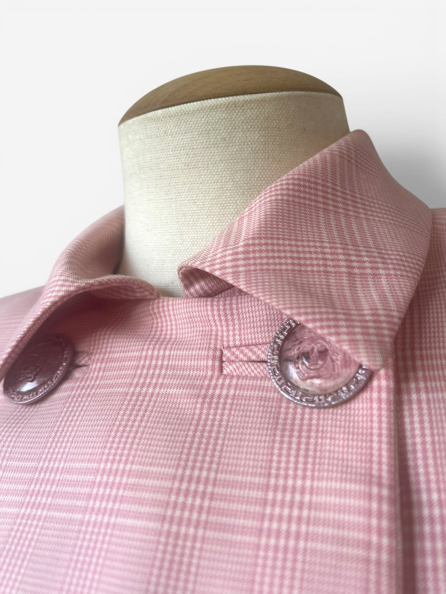 Gianni Versace Couture Pink Gingham Skirt Suit S/S 1995 runway