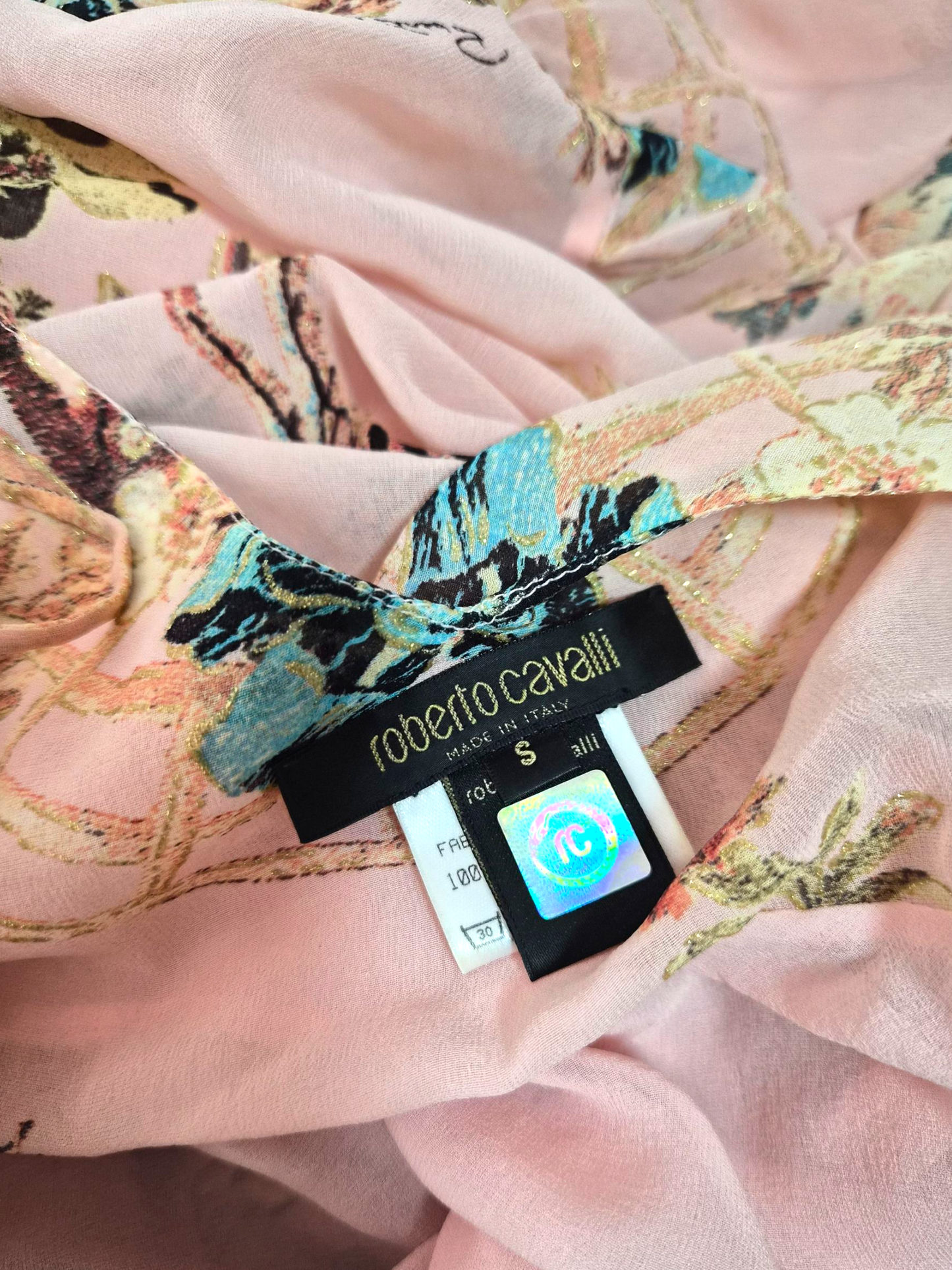 Roberto Cavalli Spring/Summer 2003 Pink Silk Pheasant Print Dress