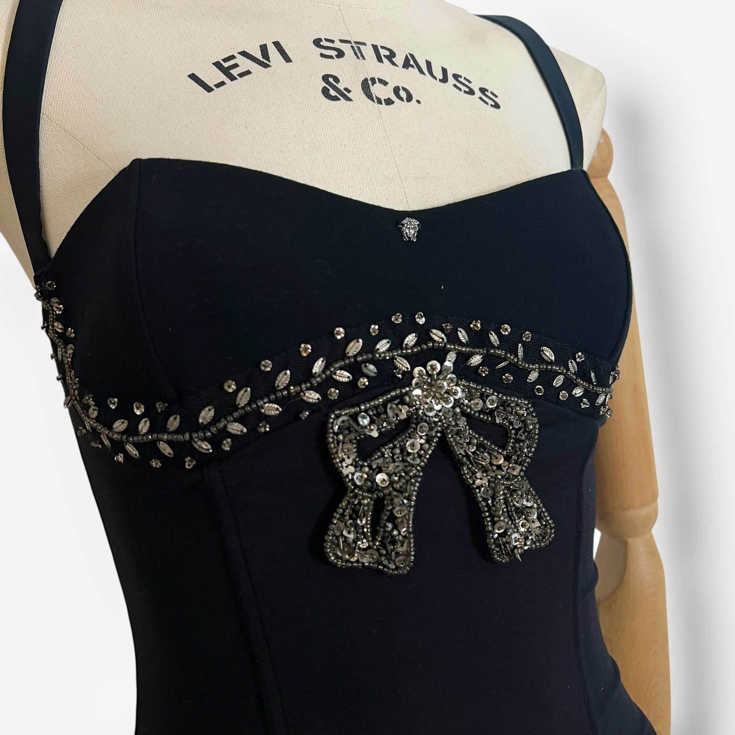 Gianni Versace, crystal bow corset top, early 2000s