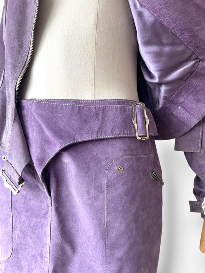 Christian Dior F/W 2003 Lilac Suede Biker Ensemble