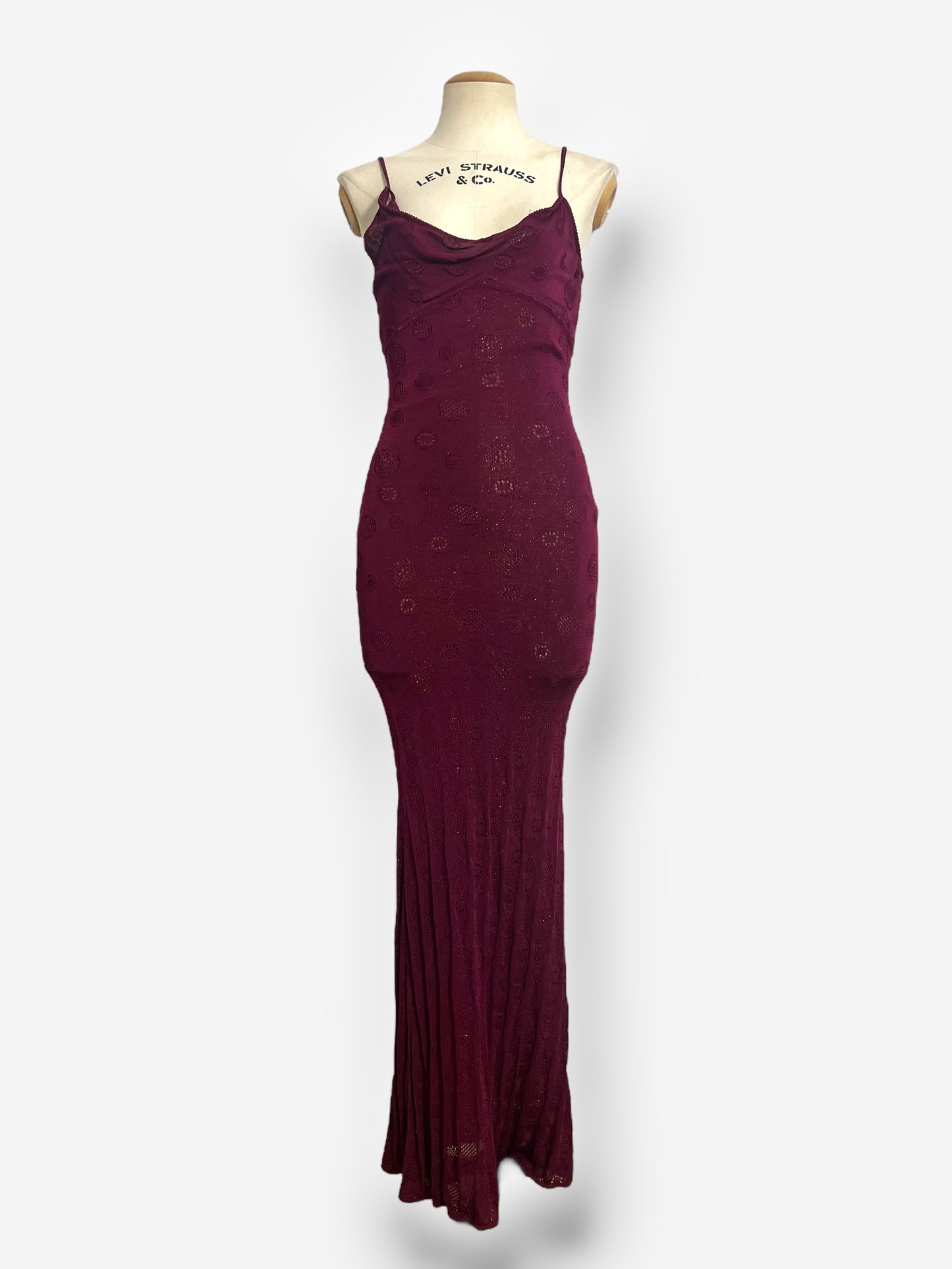 John Galliano, Burgundy Knitted Gown with Cardigan, 2001