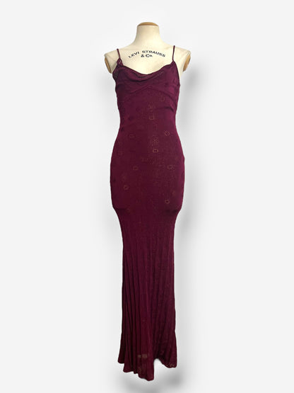 John Galliano, Burgundy Knitted Gown with Cardigan, 2001