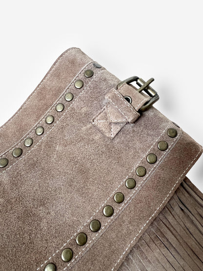 Dolce & Gabbana S/S 2010 Beige Suede Studded Fringe Micro Skirt