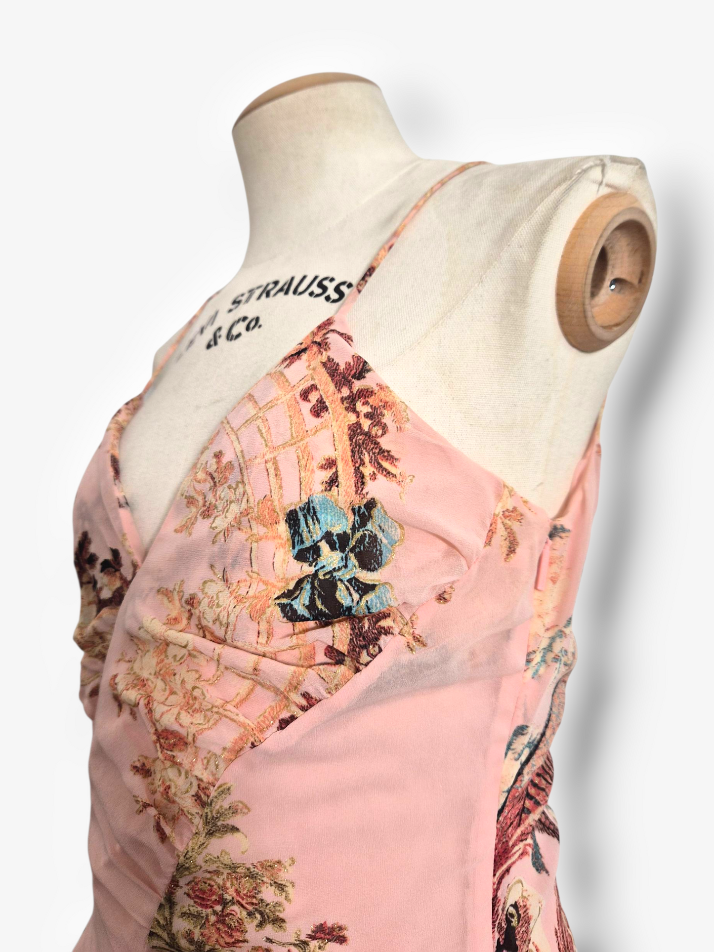 Roberto Cavalli Spring/Summer 2003 Pink Silk Pheasant Print Dress