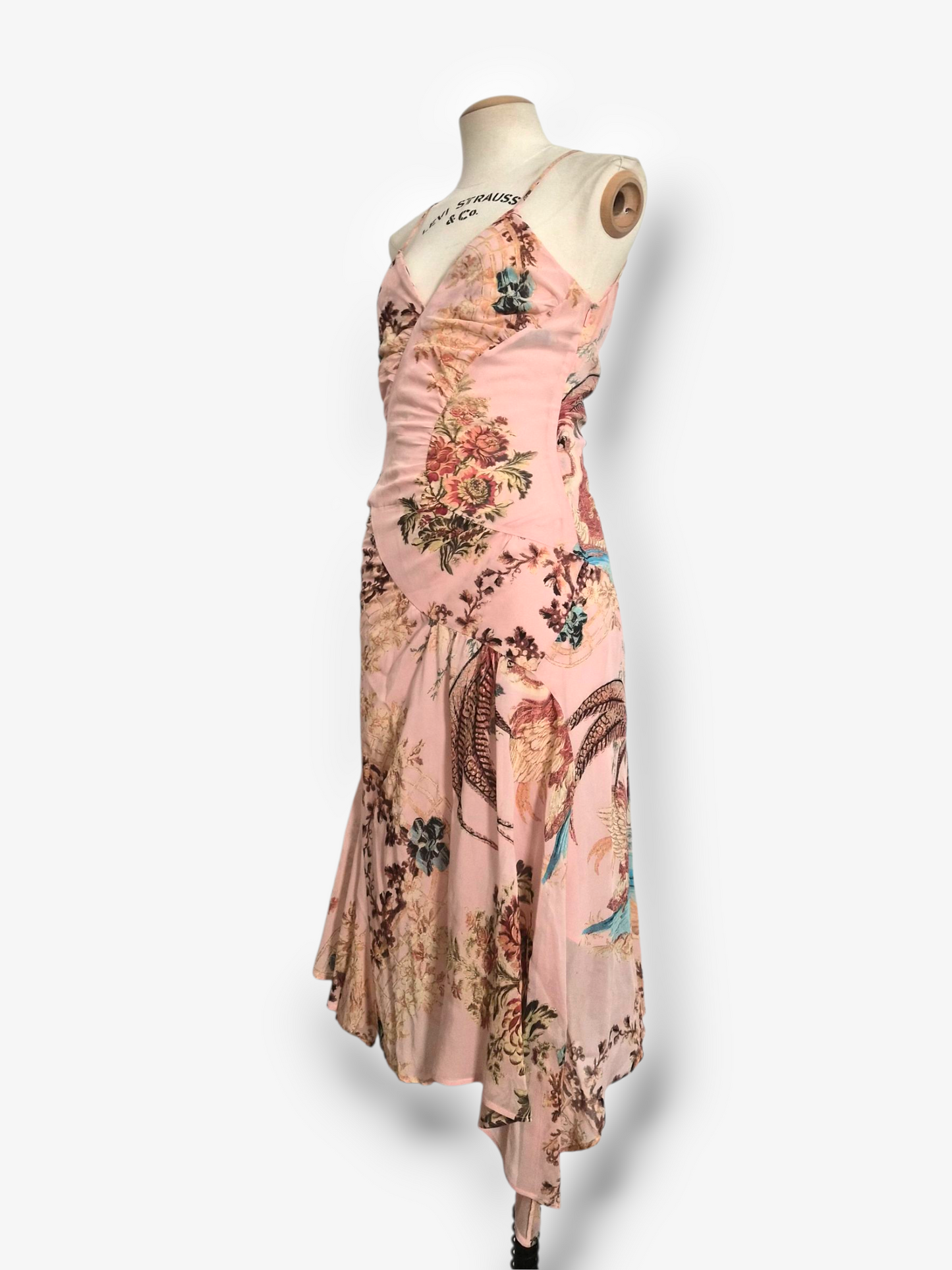 Roberto Cavalli Spring/Summer 2003 Pink Silk Pheasant Print Dress