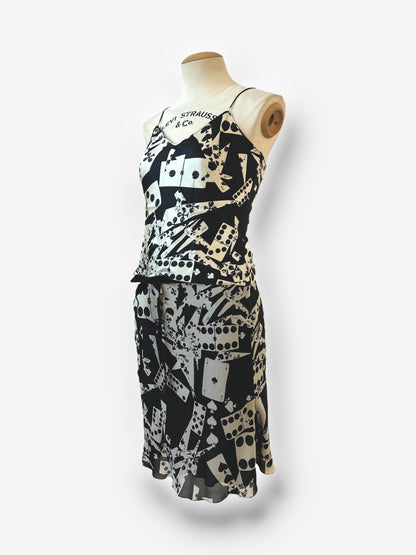 Vintage Christian Dior by John Galliano F/W 2001 Playing Card & Domino Silk Ensemble