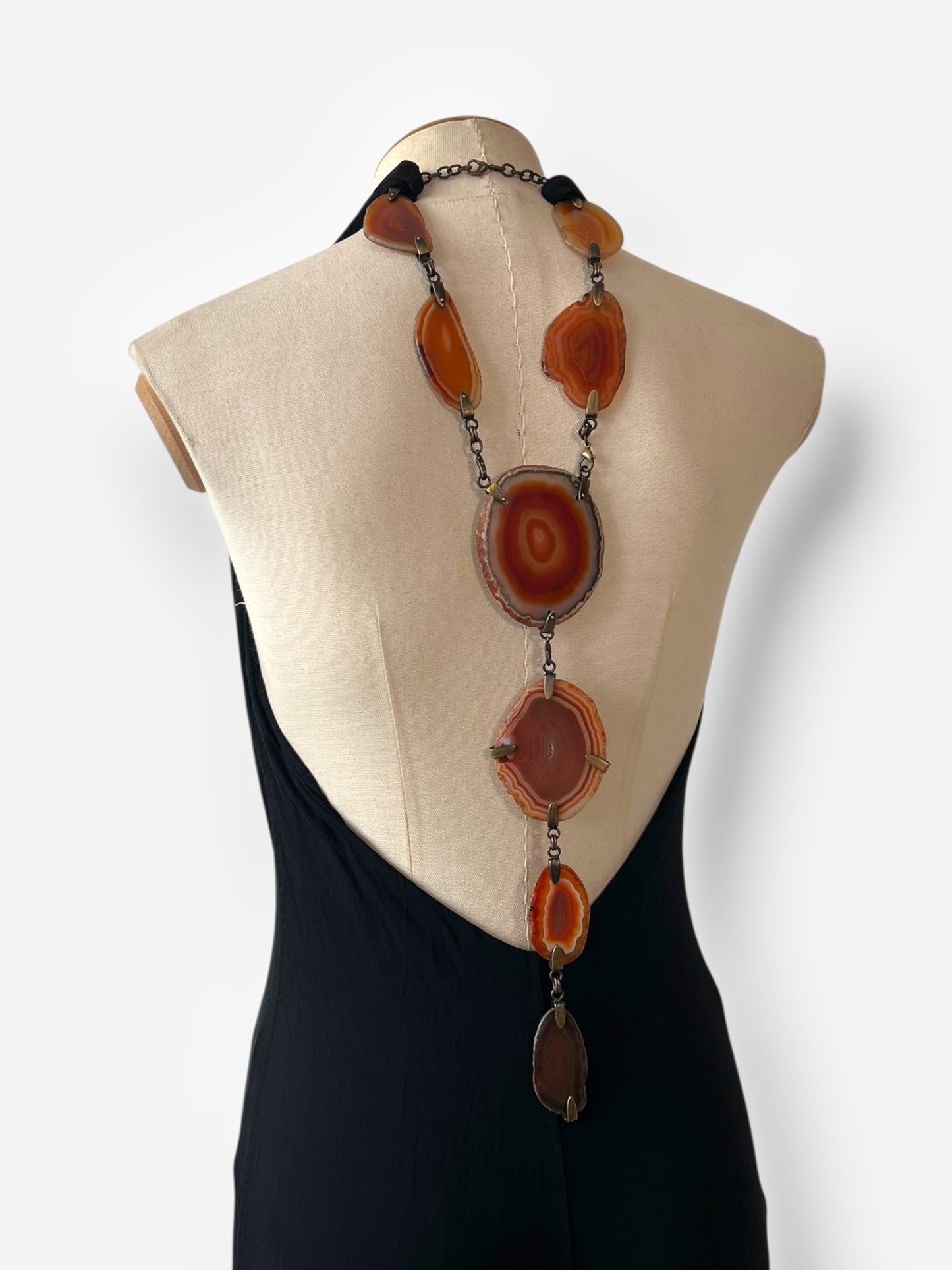 Roberto Cavalli c. 2010 Gemstone Necklace Halter Gown