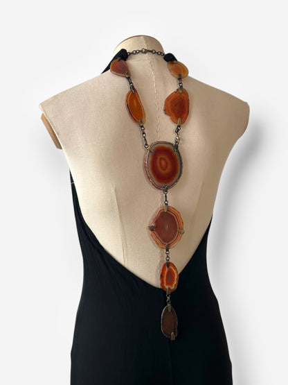 Roberto Cavalli c. 2010 Gemstone Necklace Halter Gown