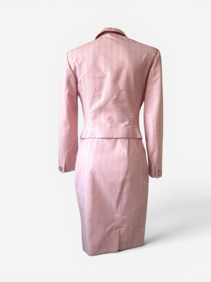 Gianni Versace Couture Pink Gingham Skirt Suit S/S 1995 runway