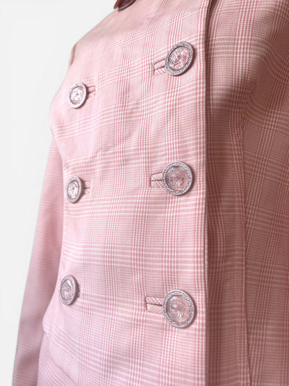 Gianni Versace Couture Pink Gingham Skirt Suit S/S 1995 runway