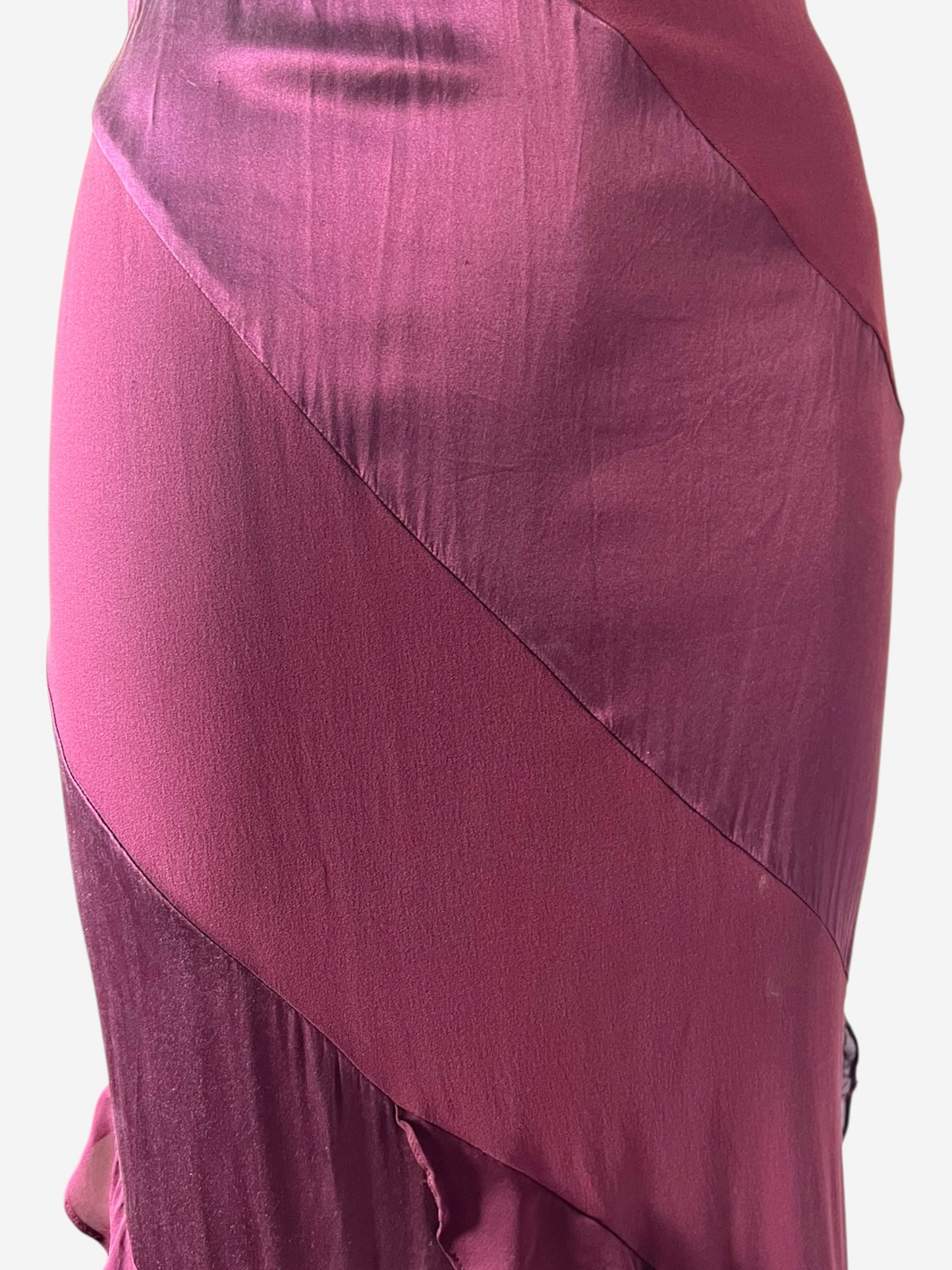 Roberto Cavalli Burgundy Silk Ruffle Maxi Gown, Fall/Winter 2004