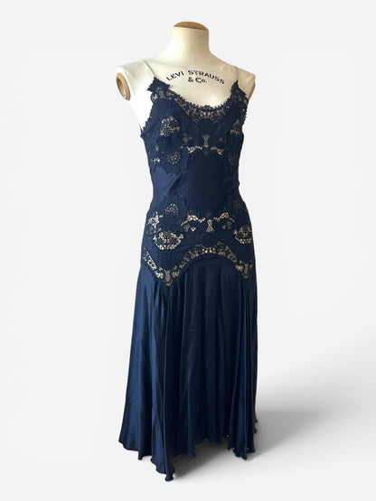 Alexander McQueen Spring/Summer 2005 Navy Lace Slip Dress