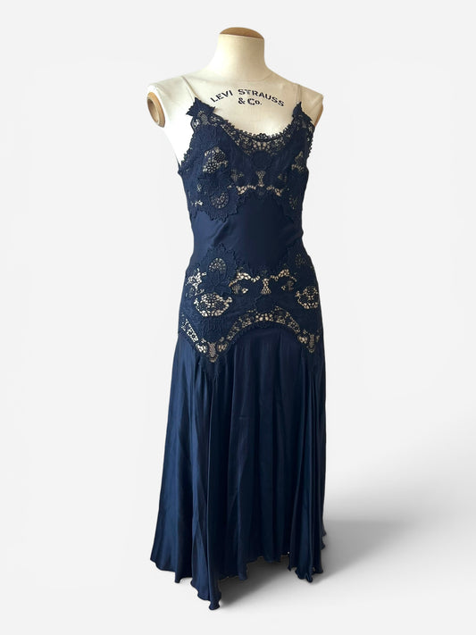 Alexander McQueen Spring/Summer 2005 Navy Lace Slip Dress