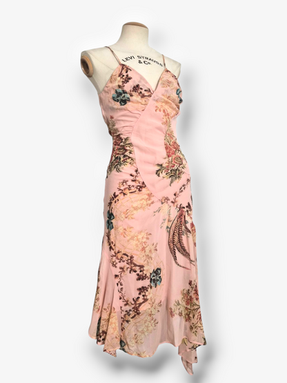 Roberto Cavalli Spring/Summer 2003 Pink Silk Pheasant Print Dress