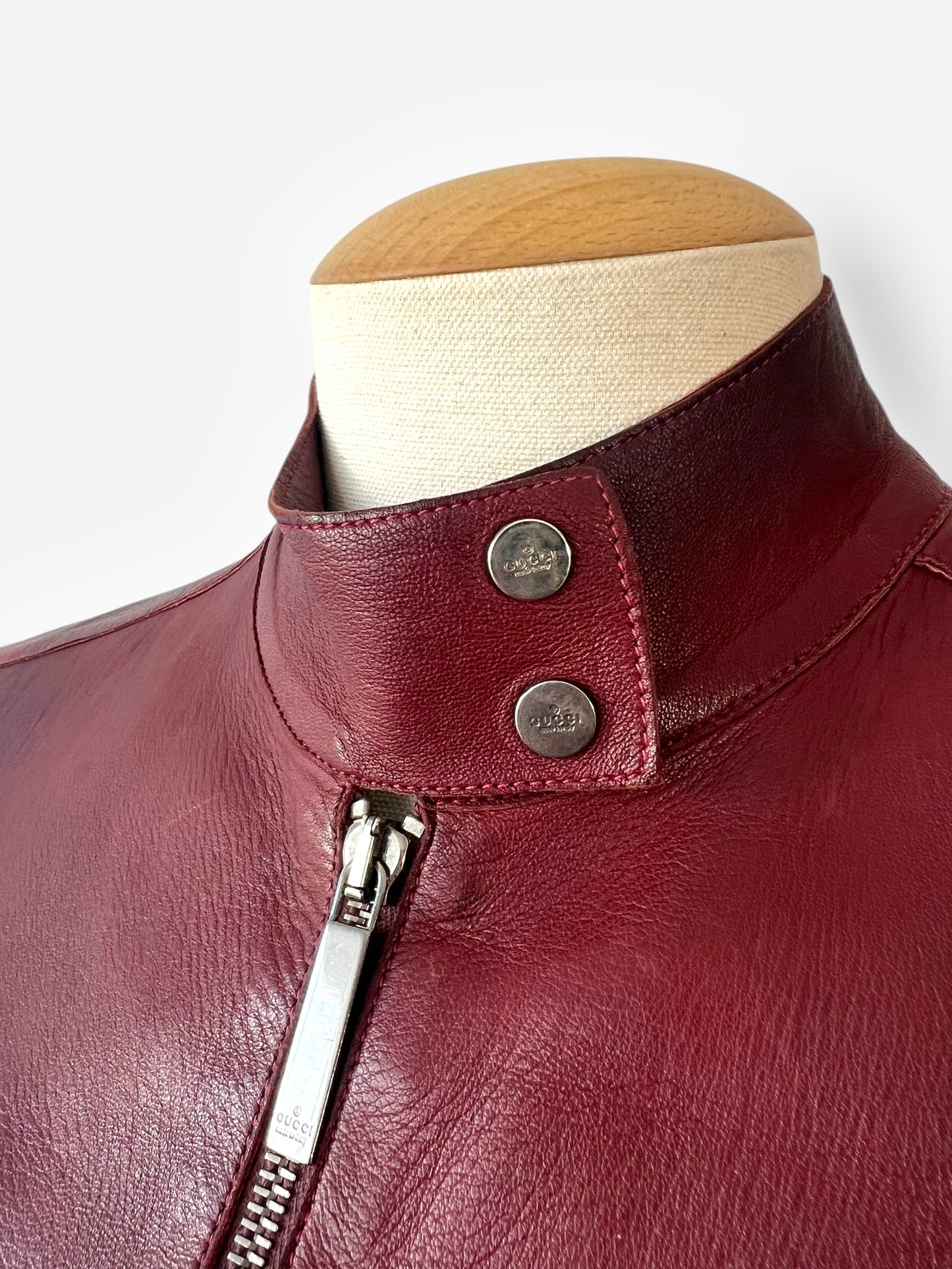 Tom Ford for Gucci Spring/Summer 1999 Maroon Leather Moto Jacket